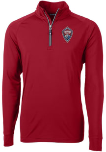 Cutter and Buck Colorado Rapids Mens Red Adapt Eco Knit Long Sleeve Qtr Zip Pullover