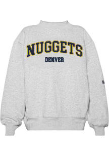 Hype and Vice Denver Nuggets Womens Ash Mock Neck Crew Sweatshirt