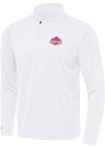 Antigua Ohio State Buckeyes Mens White 2024 Football National Champions Tribute Long Sleeve Qtr Zi..