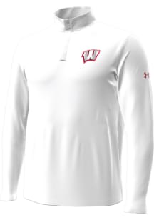 Under Armour Wisconsin Badgers Mens White Lambeau Field Long Sleeve Qtr Zip Pullover