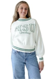Gameday Social Michigan State Spartans Womens White Queen Sweater Long Sleeve Sweater