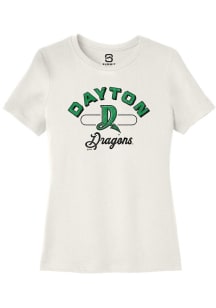 Summit Sportswear Dayton Dragons Womens White Vintage Arch Script Short Sleeve T-Shirt