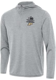 Antigua Purdue Boilermakers Mens Grey 2026 Mens Big Ten Tournament Champs Tidy Long Sleeve Qtr Zip..