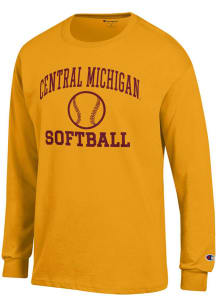Champion Central Michigan Chippewas Gold Softball Icon Jersey Long Sleeve T Shirt