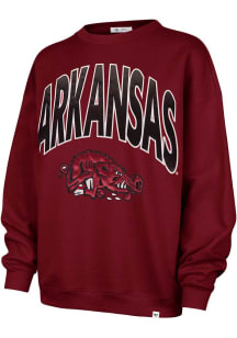 47 Arkansas Razorbacks Womens Crimson Extra Innings Crew Sweatshirt