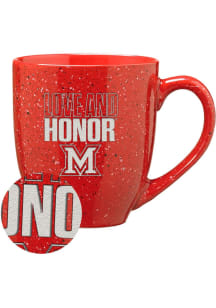 Miami RedHawks Love And Honor 16oz Speckle Ceramic Mug - Red