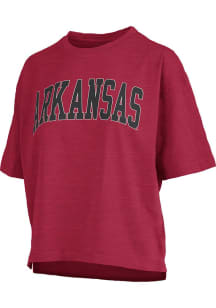Pressbox Arkansas Razorbacks Womens Cardinal Red Banner Elk Jersey Short Sleeve T-Shirt