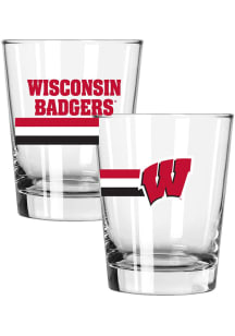 Wisconsin Badgers Big Stripes 2 Pack 15oz Etched Rock Glass - Clear