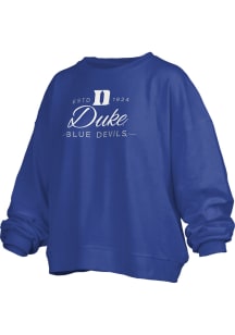 Pressbox Duke Blue Devils Womens Blue Alexus Script Crew Sweatshirt