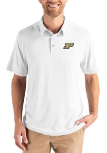 Cutter and Buck Purdue Boilermakers Mens White Coastline Eco Short Sleeve Polo