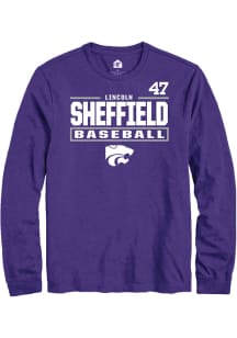 Lincoln Sheffield  K-State Wildcats Purple Rally NIL Stacked Box Long Sleeve T Shirt