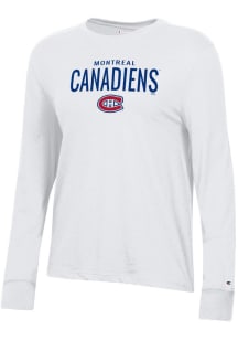 Champion Montreal Canadiens Womens White Mascot Logo Core LS Tee