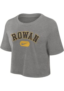 Nike Rowan University Womens Grey Dri-FIT Cotton Crop Short Sleeve T-Shirt