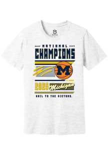 Summit Sportswear Michigan Wolverines Ash MBB National Champs 2026 Magazine Short Sleeve Fashion T..