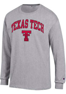 Champion Texas Tech Red Raiders Grey Arch Primary Logo Long Sleeve T Shirt