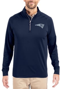 Cutter and Buck New England Patriots Mens Navy Blue NFL Rivalries Adapt Eco Big and Tall Qtr Zip