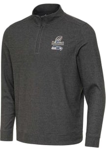 Antigua Seattle Seahawks Mens Black 2025 NFC Champions Subtle Long Sleeve Qtr Zip Pullover