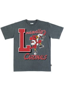 SLAM Louisville Cardinals Charcoal Big L Basketball Heavy Short Sleeve T Shirt