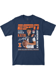 Katin Houser Illinois Fighting Illini Navy Blue ESPN Cover Short Sleeve Fashion Player T Shirt