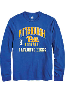 Cataurus Hicks Pitt Panthers Blue Football NIL Arch Logo Long Sleeve Player T Shirt