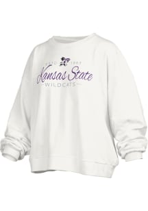 Pressbox K-State Wildcats Womens White Alexus Script Crew Sweatshirt