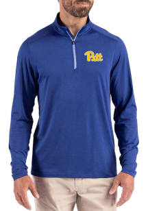 Cutter and Buck Pitt Panthers Mens Blue Coastline Long Sleeve Qtr Zip Pullover