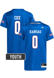 Nahzae Cox Kansas Jayhawks Youth Royal Blue Adidas NIL Name And Number Football Jersey