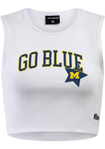 Hype and Vice Michigan Wolverines Womens White Cut Off Tank Top