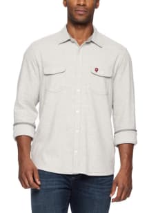 Indiana Hoosiers Mens Silver Hero Solid Twill Knit Long Sleeve Dress Shirt