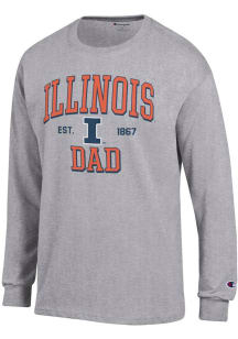 Champion Illinois Fighting Illini Grey Est Date Dad Jersey Long Sleeve T Shirt