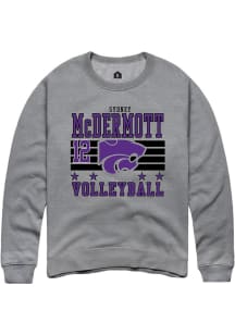 Sydney McDermott K-State Wildcats Mens Grey NIL Striped Player Crew