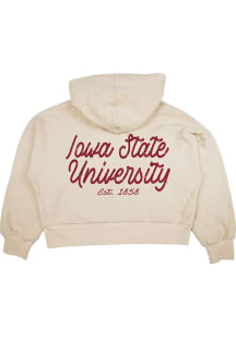 Blue 84 Iowa State Cyclones Womens Khaki Three Friends Hooded Sweatshirt