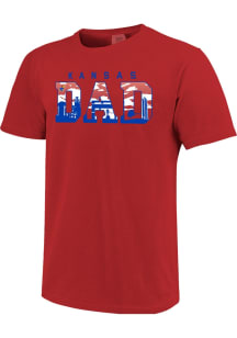 Kansas Jayhawks Red Campus Fill Dad Short Sleeve T Shirt