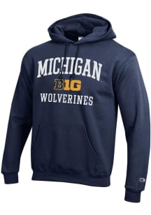 Champion Michigan Wolverines Mens Blue Big Ten Powerblend Long Sleeve Hoodie