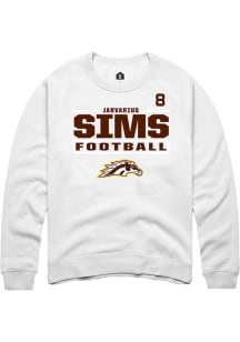 Jarvarius Sims Western Michigan Broncos Mens White Football NIL Stacked Box Player Crew