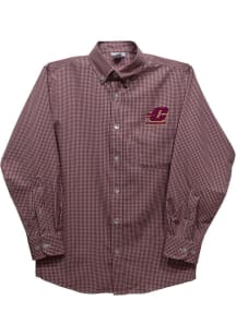 Vive La Fete Central Michigan Chippewas Youth Maroon Gingham Long Sleeve Polo