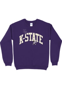 B-Unlimited K-State Wildcats Womens Purple Mixed Crew Crew Sweatshirt
