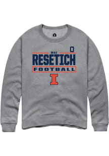 Mac Resetich Illinois Fighting Illini Mens Graphite Football NIL Stacked Box Player Crew