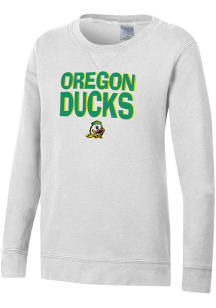 Gear For Sports Oregon Ducks Youth White Stacked Garment Dyed Long Sleeve Crew Sweatshirt