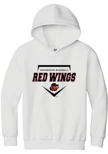 Summit Sportswear Rochester Red Wings Youth White Homeplate Long Sleeve Hoodie