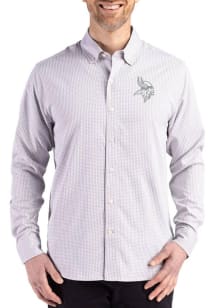 Cutter and Buck Minnesota Vikings Mens Grey Mono Skyline Long Sleeve Dress Shirt