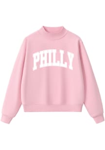 Summit Sportswear Philadelphia Womens Pink Philadelphia Mock Neck Crew Sweatshirt