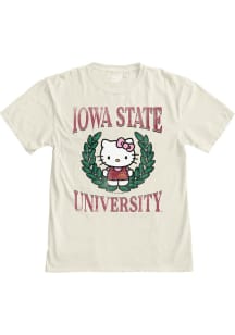 Blue 84 Iowa State Cyclones Womens Ivory Hello Two Ways Short Sleeve T-Shirt