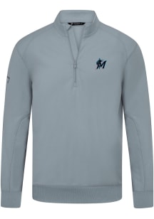 Levelwear Miami Marlins Mens Grey Upright Insignia 2.0 Long Sleeve Qtr Zip Pullover
