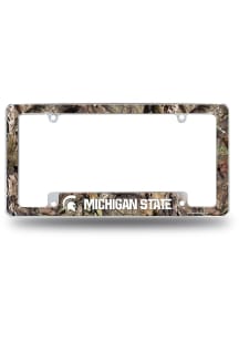 Michigan State Spartans Camo Mossy Oak All Over Chrome License Plate Frame - White
