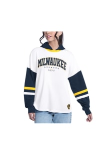 Milwaukee Brewers Womens White Key Hooded Sweatshirt