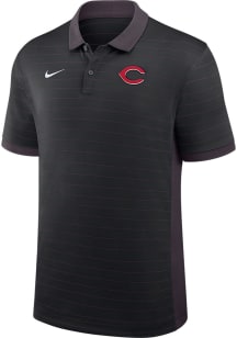 Nike Cincinnati Reds Mens Black Authentic Collection Victory Stripe Short Sleeve Polo