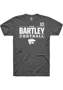 Logan Bartley K-State Wildcats Dark Grey Football NIL Stacked Box Short Sleeve Player T Shirt