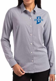 Cutter and Buck Indiana State Sycamores Womens Epic Confidence Gingham Long Sleeve Black Dress Shi..