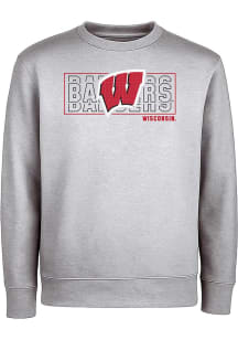 Wisconsin Badgers Girls Grey Glitter Long Sleeve Sweatshirt